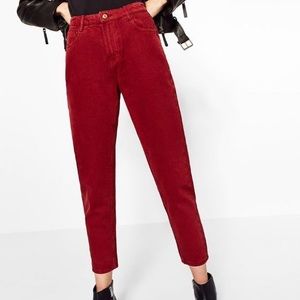 burgundy high rise jeans